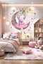 Cute Girl Sitting on the Moon - Kids Room Wall Sticker - 7
