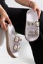 Pastel Gold Gold Buckle Detail High Sole Women's Slipper Days of Leisure Beach Beach Pool Slipper