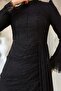 Beli Cape Detailed Stone Decorated Lace Hijab Evening Dress Black 1252 - 6