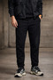 Men's Black Regular Fit Jogger Pants Sweatpants with Zipper on the Side Pocketed Pack of Cotton