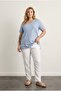 Large Size Short Sleeve V-Neck Metallic Printed T-Shirt with Side Slits 97-46