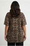 Plus Size Short-Sleeve V-Neck Detail Lined Leopard Print Tulle T-shirt 304341 - 4