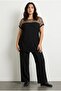 Plus Size Crew Neck Short Sleeve Leopard Lycra Viscose Tulle T-Shirt 304286 - 2