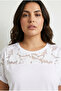 Plus Size Crew Neck Detailed Short Sleeve Tulle T-Shirt 321926 - 4