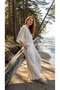 Women's Ecru 100% Cotton Muslin Textured Bohemian Double-Breasted Skirt Pants and Crop Two-Piece Set - 8