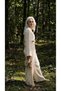 Women's Ecru 100% Cotton Muslin Double Set - Bohemian Double-Breasted Blouse and Wide-Leg Pants - 4