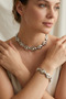 Metal ̇Ze İnci ̇ Baklava Choker Chocker Necklace Set of Bi ̇