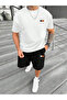 Men's Minimal Paris Dream Maker T-Shirt Shorts - White Black Shorts T-Shirt Two-Piece Set Crew Neck