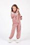 Girl's Bat Sleeve Style Tracksuit Set Pudra