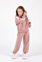Girl's Bat Sleeve Style Tracksuit Set Pudra - 3