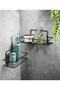 2-Pack Black Adhesive Bathroom Shelf, 2-Wire Shower Shampoo Holder, Metal Shower Shelf (Screw-On/Adhesive)