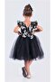 Tutu Skirt Robe Brode Embroidery Dress Black - White - 2