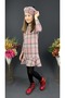 Plaid Patterned Cashmere Fabric Winter Children's Dress Sb412 Pink - 2