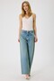 Women's Blue Random Tint Washed Wide Leg Jean Pants – High Waist Loose Leg Long Length 100% Cotton Denim - 8