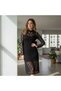 Women's Full Lace Long Sleeve Finger Interlock Black Color Dress Bb2294 - 3