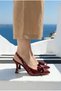 Été En Ville Thick Bow Detail Patent Leather Pointed Toe Slingback Women's Summer Heeled Shoes - 8
