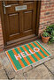 Orange and Green Striped Hello Written Door Mat - 3