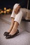 Elegant Women's Daily Ribbon Detailed Round Toe Stylish Ballerinas - 3