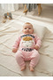 Baby Girl's Mother's Lamb Printed Cotton Pink Jumpsuit Without Booties Newborn