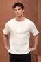 Roth Relaxed Fit Casual Henley Collar Waffle Fabric Summer Short Sleeve T-Shirt - Ecru - 7