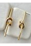 Accessory Knot Shaped, Long Thin, Steel Lux Stylish Gold Women's Earrings