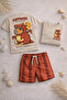 Capybara Printed Boys' T-Shirt Shorts Set – Jurassic Dino Themed Summer 2-Piece Set - 3