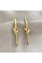 Accessory Knot Shaped, Long Thin, Steel Lux Stylish Gold Women's Earrings - 2