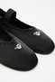 Ballet Flats 2602 - Black Women's Belt with Minimal Embroidery Detail Ballet Flats - 5