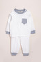 Girl's & boy's printed pajama set with pocket detail & long sleeves - 2