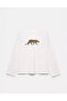 100% Cotton Oversize Fit Leopard Printed - Crew Neck Long Sleeve T-Shirt