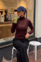 Women's Plum Cashmere Ultra Light Turtleneck Blouse - 2
