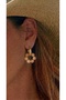Steel Ring - Natural Stone Earrings (Inner Diameter 1.5 Cm) Puppy