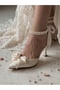 Women's 7 cm Bridal Shoes with Pearl Bracelet - 5
