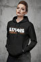 Premium Hooded Sweatshirt Unisex Black Oversize "Explore Space" Printed 100% Cotton 3 Yarn - 2