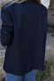 Navy Blue Oversized Polyviscose Blazer Jacket - 5