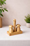 Bamboo Stand Mushroom Salt Holder/Fiber Holder Set
