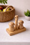 Bamboo Stand Mushroom Salt Holder/Fiber Holder Set - 2