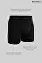 Pack of 6 Plain Black Combed Cotton Lycra Boxers - 2