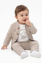 Baby Boy Ecru Never Look Back Written Beige Jacket 3-Piece Set
