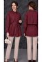 Women's Burgundy Hijab Mobile Belted Buttoned Poplin Tunic Shirt Comfortable Fit
