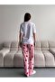 Women's White Printed T-Shirt and Pink Pajama Set with Strawberry Print - 7