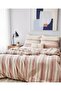 100% Cotton Muslin Duvet Cover Set Double Size with Tile Stripes and Elasticated Flat Sheet 200X220 cm