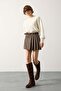 Women's Plaid Belted Pleated Short Skirt Brown - 2