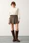 Women's Plaid Belted Pleated Short Skirt Brown