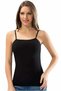 Pack of 3 Black Women's Rope Strap Ribbed Satin 100% Cotton Undershirt