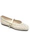 Feles Belted Knitted Detailed Women's Ballerina Shoes Beige