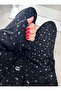 Black Color Glittery Star Patterned Seasonal Long Sleeve Cotton Fabric Maternity Pajama Set - 2
