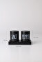 Salt and Pepper Shaker Set with Black Wooden Stand - Matte Black - 4