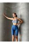 Corset Detail Gathering Biker Leggings Blue - Blue - 3