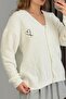 Women's buttoned wide cut knitted cardigan anthracite - 3